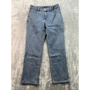 Lee Jeans Straight Leg Classic Fit Mid Rise Stretch Denim Women Sz 8 Petite Blue